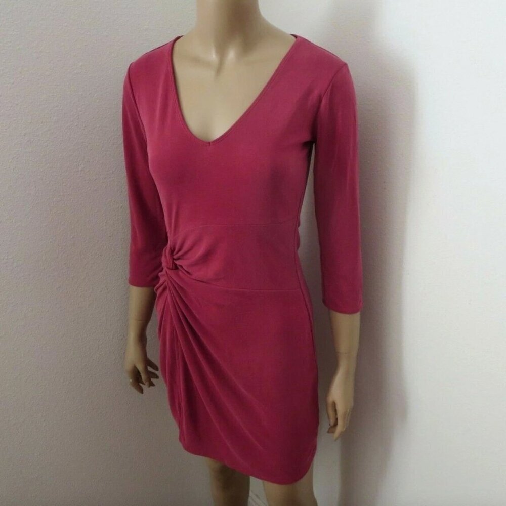 NWT Abercrombie Womens Knot Front T-Shirt Tee Dress Size XS S M Red 3/4 Sleeve - Picture 3 of 6